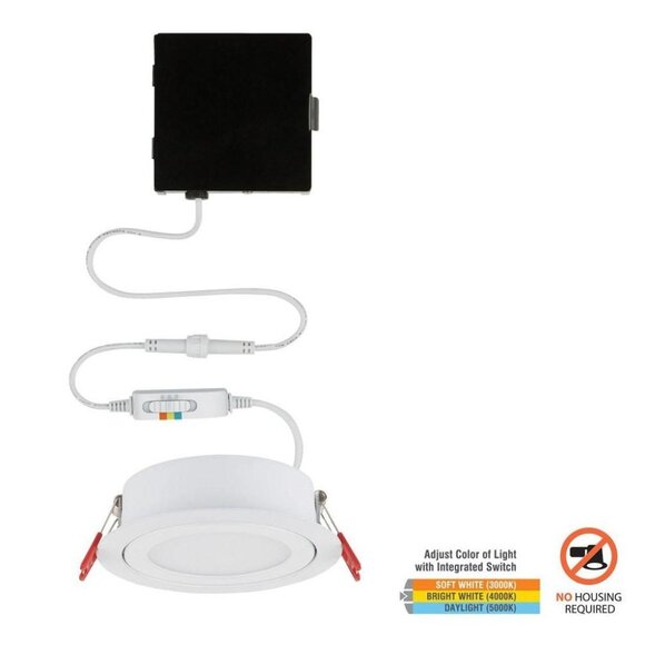 4-Inch Slim LED Color Changing Directional Recessed Light Kit With Dimmer Switch - Picture 2 of 11